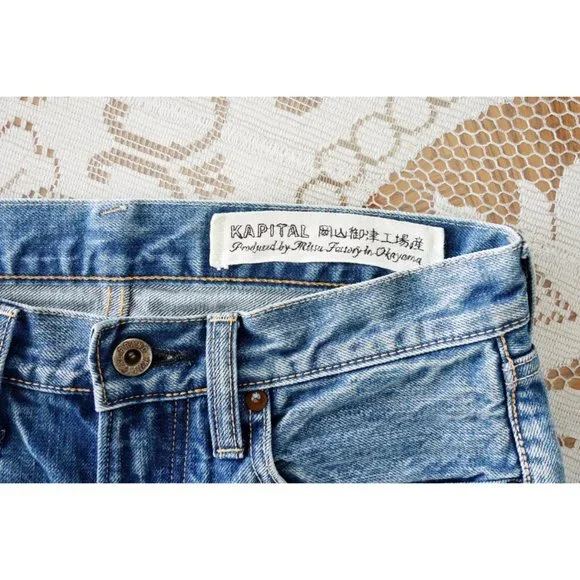 Kapital Japan Stonewash Denim Floral Bird Embroidered Jeans 28 est 25 - Picture 3 of 15